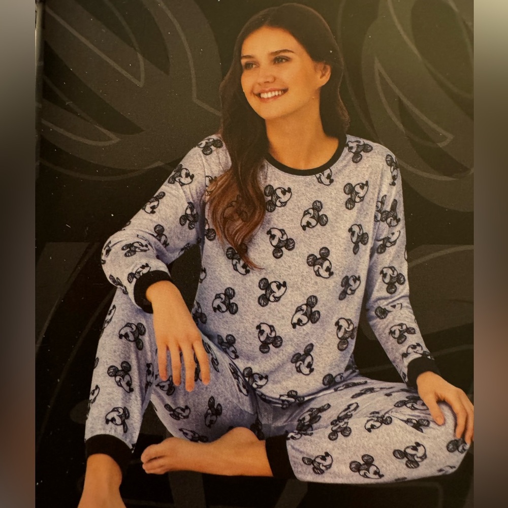 NEW Women's Disney Mickey Mouse 2 Piece Blue Cozy Pajama Set Size 2XL